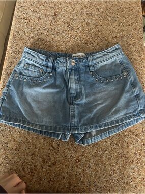 Princess Polly Light Blue Denim skort